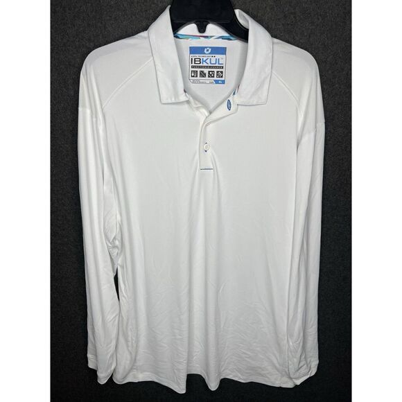IBKUL Other - Ibkul Men's Long Sleeve White Shirt Size XL UPF 50 Polo